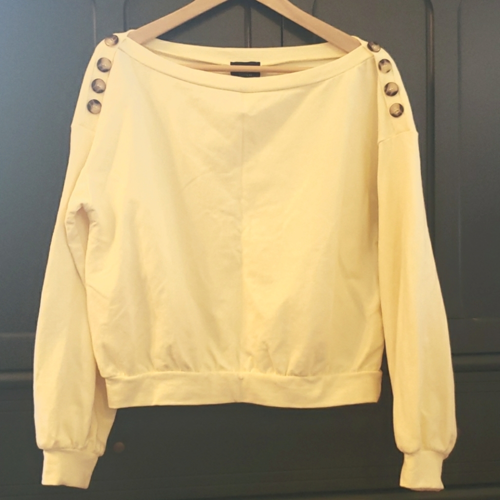 Boatneck Buttercream sweatshirt button accents